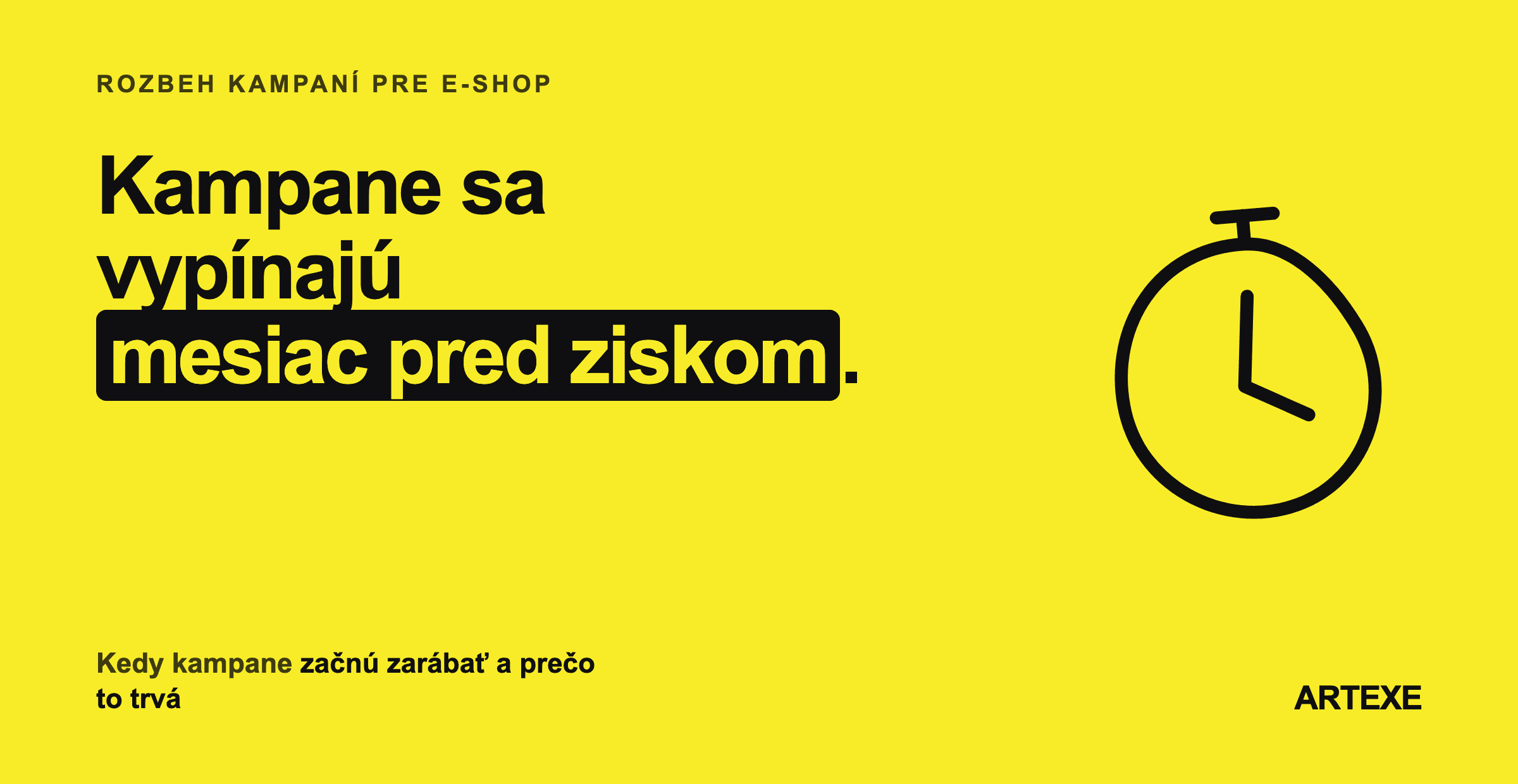 Priebeh prvých štyroch mesiacov kampane s mesačnými a kumulatívnymi výsledkami — od straty dvetisíc eur v prvom mesiaci po prvý ziskový mesiac, keď je kampaň v súčte stále v mínuse.
