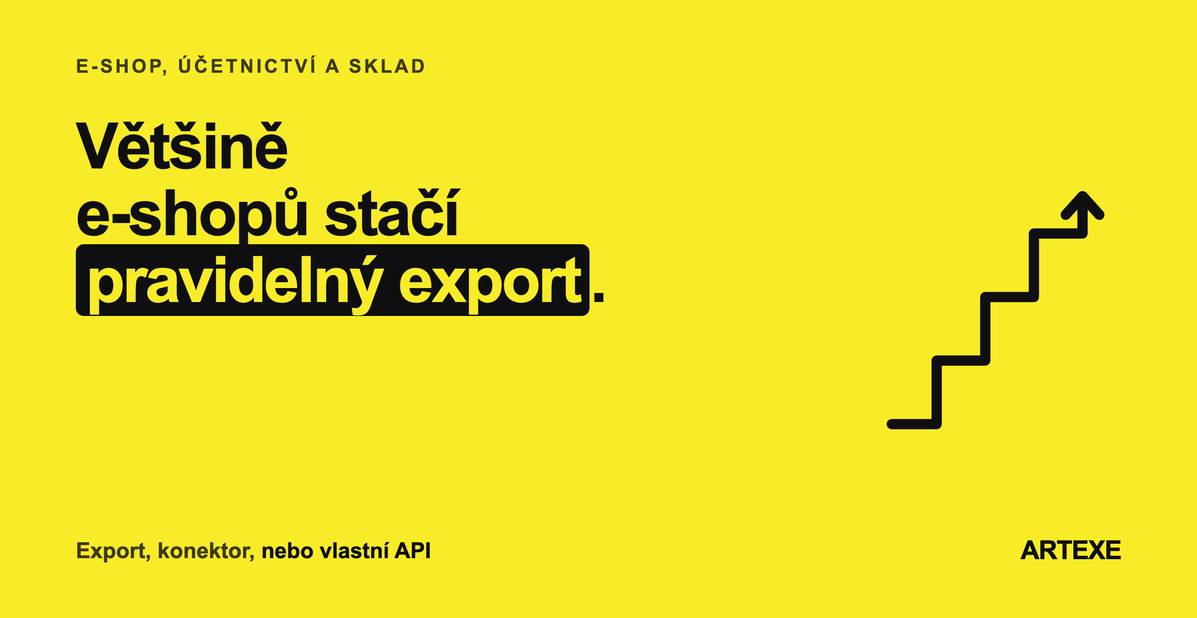 Tři úrovně propojení e-shopu s účetnictvím vedle sebe: pravidelný export, který používá drtivá většina klientů, hotový konektor s měsíčním poplatkem a vlastní napojení přes API i s jeho limity.